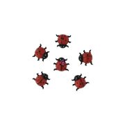   Katicabogár dekor szett öntapadós poly 2,8x2,4x1,3cm piros, fekete 6 db-os