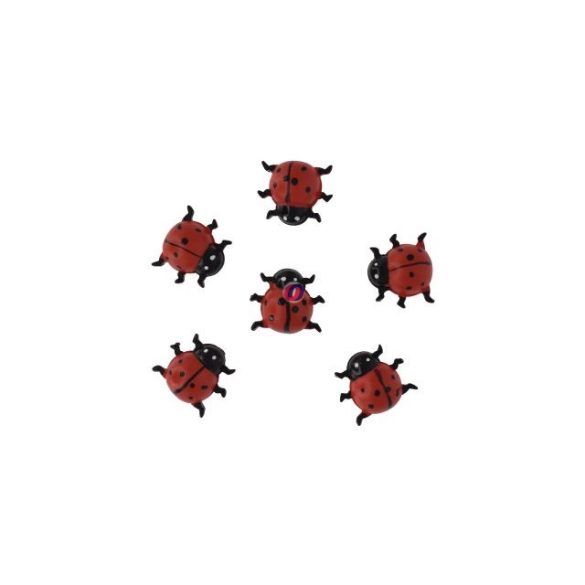 Katicabogár dekor szett öntapadós poly 2,8x2,4x1,3cm piros, fekete 6 db-os