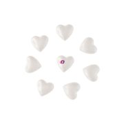 Szív öntapadós poly 2,6x2,4x0,8cm fehér 8 db-os