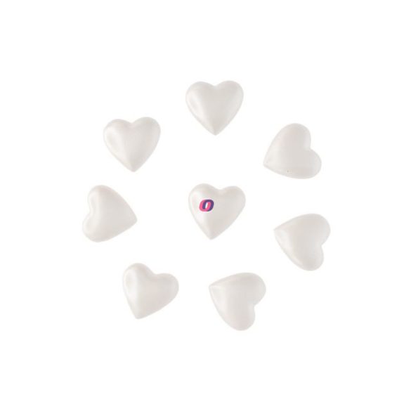 Szív öntapadós poly 2,6x2,4x0,8cm fehér 8 db-os