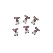   Egér csokornyakkendővel fiú öntapadós poly 2,8x2,2x1,2cm szürke, fehér 6 db-os