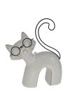 Macska szemüvegben porcelán 16,5x6x20,5cm bézs