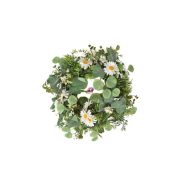   Tavaszi ajtódísz Selyemvirág koszorú margarétával 55cm zöld, fehér