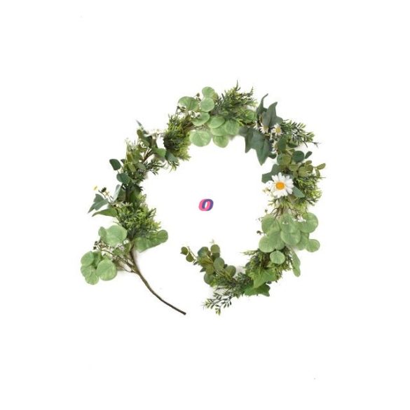 Selyemvirág girland margarétával 150cm zöld, fehér