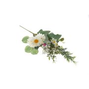 Selyemvirág ág margarétával 45cm zöld, fehér