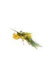 Selyemvirág ág nyári virágokkal 50cm zöld, sárga