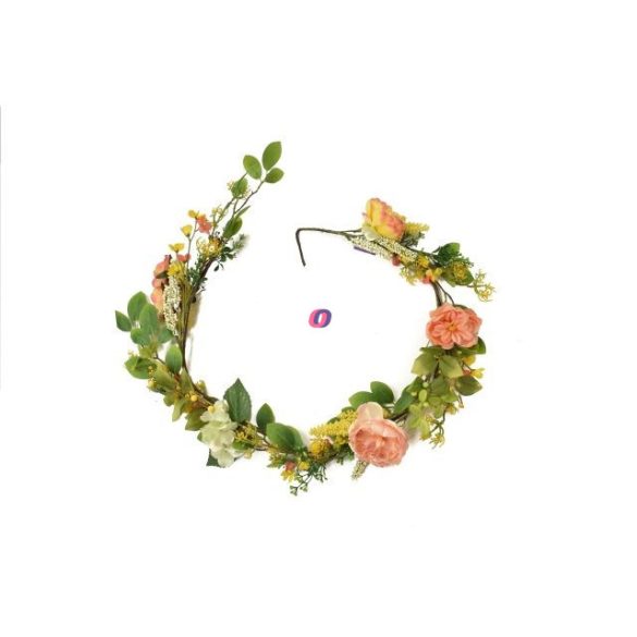 Selyemvirág girland peoniával, hortenziával 150cm zöld, narancs