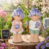   Gyerek fiú, lány levendula sapkában álló kerámia 15cm rózsaszín, zöld 2 féle