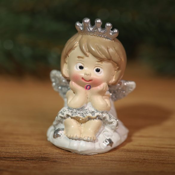 Angyal figura szívvel, csillaggal álló 3,5x1,5x7 cm 2 féle