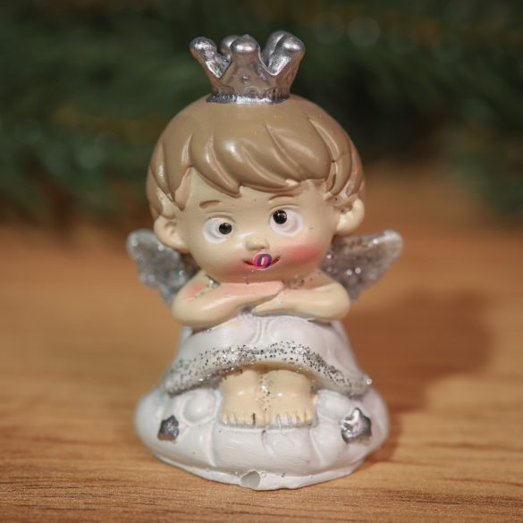 Angyal figura szívvel, csillaggal álló 3,5x1,5x7 cm 2 féle