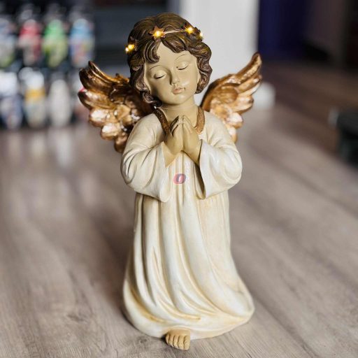 XXL Angyal figura led világítással, álló, 50 cm, műgyanta