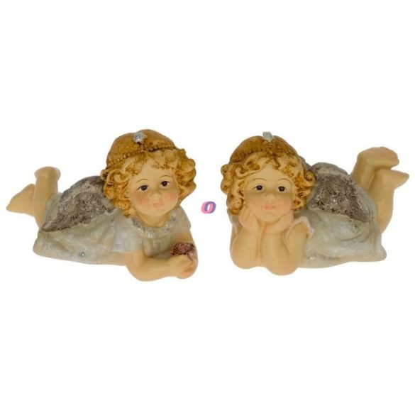 Angyal figura rózsával fekvő 2 féle 10,4x7,4x6,4 cm