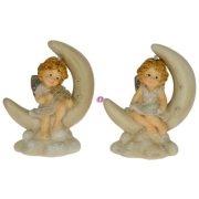   Angyal figura hegedűvel vagy lanttal, holdon ülő 2 féle 9,5x5,4x11,7 cm