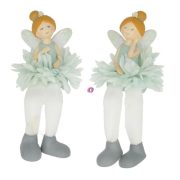   Tündér virágszoknyában lógólábú poly 6x4,5x8,5 cm menta, fehér 2 féle