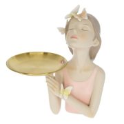   Lány tálcával, pillangókkal műanyag 20x13,7x27,5 cm rózsaszín, arany