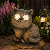   Cuki napelemes macska figura fa hatású 15 cm 2 db led kültéri dekoráció