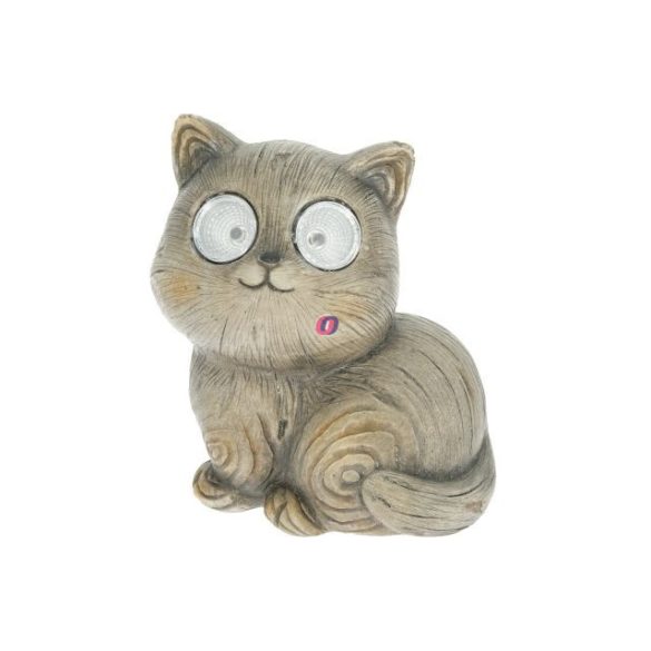 Cuki napelemes macska figura fa hatású 15 cm 2 db led kültéri dekoráció