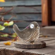   Cuki napelemes madárka figura fa hatású 15 cm 2 db led kültéri dekoráció