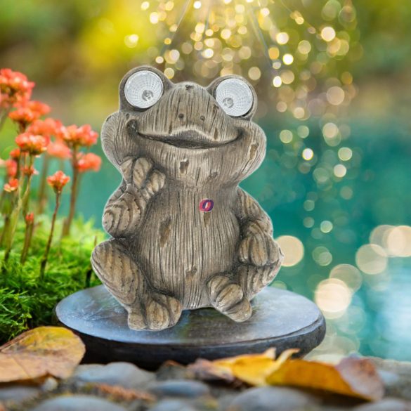Cuki napelemes béka figura fa hatású15 cm 2 db led kültéri dekoráció