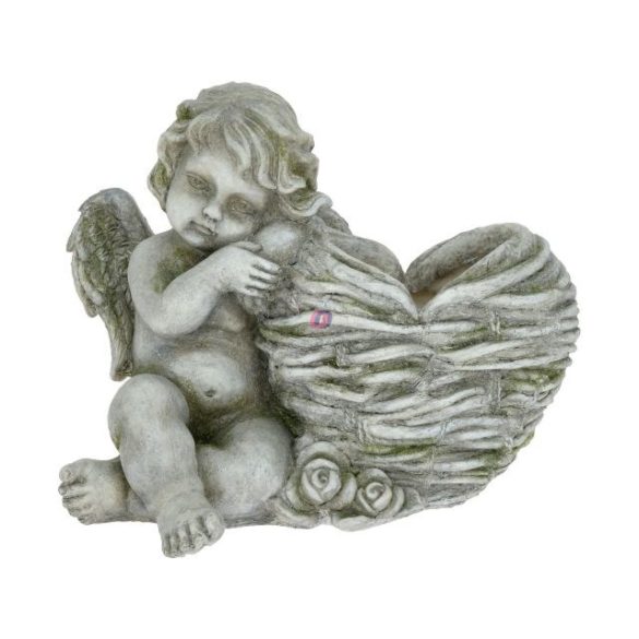 XL Angyal szobor szív kaspóval 33 cm kerámia