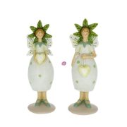   Tündér virágkalapban, szívvel álló poly 4,5x4x14 cm zöld 2 féle