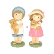  Tavaszi cuki figura, fiú vagy, lány kalapban,macival, kutyával álló 13 cm 2 féle