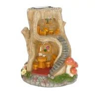   Napelemes Tündérlak lépcsővel, gombával szolár, LED-es akasztós poly 17x15,8x20,5 cm barna, piros
