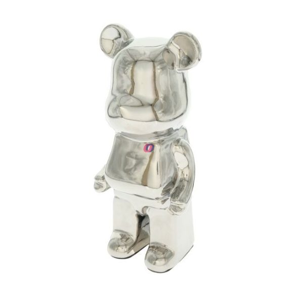Medve persely kerámia ezüst 21cm