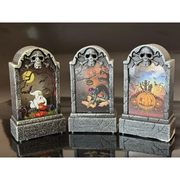 Világító halloweeni lámpás 11,5 cm 3féle, vegyesen küldjük