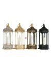 Lámpás LED-es gyertyával rusztikus arany, fehér, fekete, réz 4 féle 15x6cm