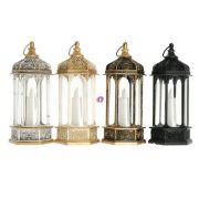   Lámpás LED-es gyertyával rusztikus arany, fehér, fekete, réz 4 féle 15x6cm