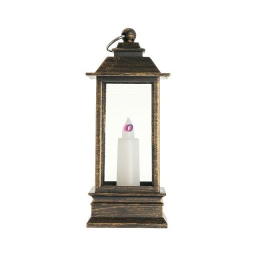 Lámpás LED-es gyertyával réz 15x6cm