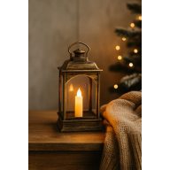 Lámpás LED-es gyertyával rusztikus réz 15x6cm Lámpás LED-es gyertyával rusztikus réz 15x6cm