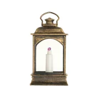 Lámpás LED-es gyertyával rusztikus réz 15x6cm