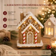 Mézeskalács ház LED-es 11,5x8,6x13,5 cm