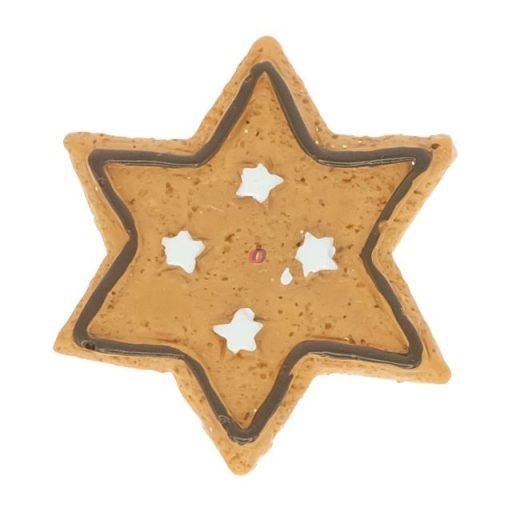 Mézeskalács csillag öntapadós poly 3,1x0,4x2,8 cm barna, fehér 8 db-os szett
