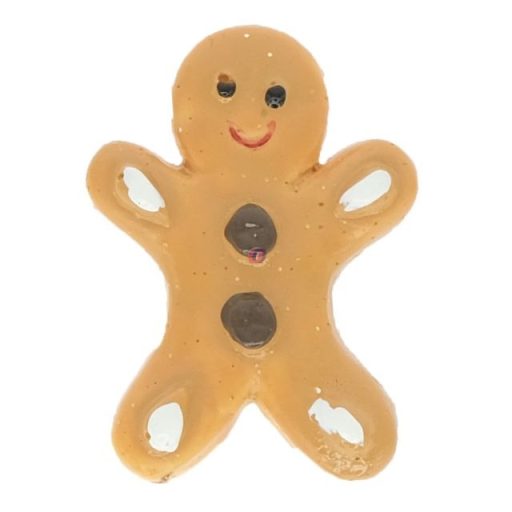 Mézeskalács figura öntapadós poly 2,1x0,4x2,8 cm barna, fehér 8 db-os szett