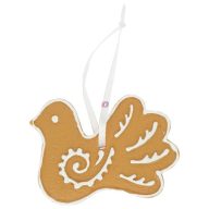   Mézeskalács madár akasztós poly 7,7x0,6x5,7 cm barna, fehér