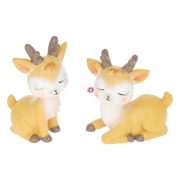 2 db-os Cuki őzike figura ülő, fekvő 7,3 cm