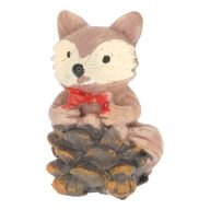   Róka tobozzal poly 2,4x1,7x3,7 cm barna, piros 4 db-os szett