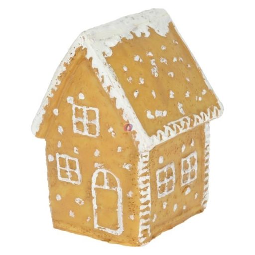 Mézeskalács ház poly 5,2x4,8x7,4 cm barna, fehér