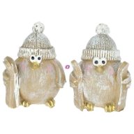   2 db-os Karácsonyi Cuki madár figura sállal, síléccel/snowboarddal 7,2 cm