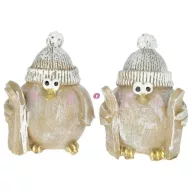   2 db-os Karácsonyi Cuki madár figura sállal, síléccel/snowboarddal 7,2 cm