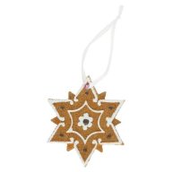   Mézeskalács csillag akasztós poly 8,1x0,7x6,6 cm barna, fehér