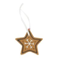   Mézeskalács csillag akasztós poly 6,4x0,7x6,4 cm barna, fehér