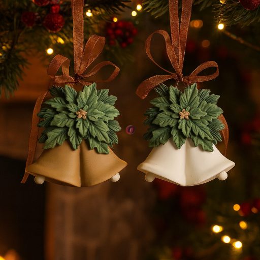 Csengő fagyallal akasztós poly 7x4x8 cm krém, barna 2 féle