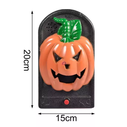 Halloweeni vicces ajtócsengő, tökfej, világító, hangot adó