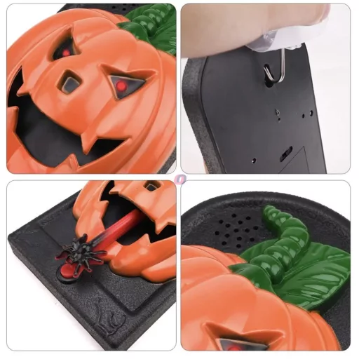 Halloweeni vicces ajtócsengő, tökfej, világító, hangot adó