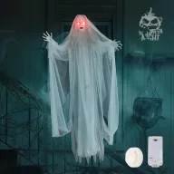   Menyasszony Halloween óriás figura hangot adó, mozgó LED-es műanyag, textil 110x10x183 cm fehér