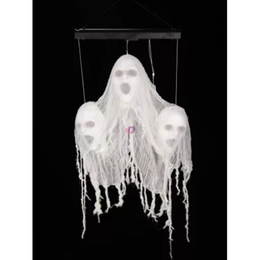 Animatronikus Halloweeni lebegő kísértetfejek hanggal és fénnyel 90 cm